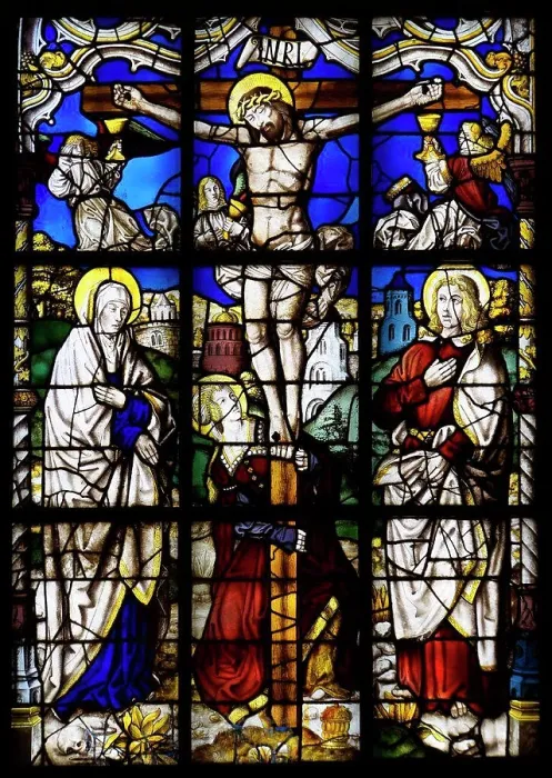 Framed Print : The Crucifixion; Germany; Saxony; Altenberg; stained glass; circa 1525 Framed Print : The Crucifixion; Germany; Saxony; Altenberg; stained glass; circa 1525