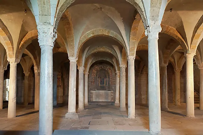 Framed Print : Crypt with a vaulted ceiling and lots of columns Framed Print : Crypt with a vaulted ceiling and lots of columns