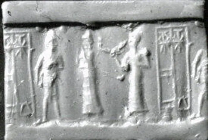 Framed Print : Cylinder seal ca. 19th-16th century B Framed Print : Cylinder seal ca. 19th-16th century B
