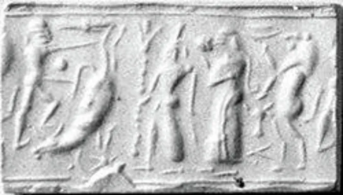 Framed Print : Cylinder seal ca. late 2nd millennium B Framed Print : Cylinder seal ca. late 2nd millennium B