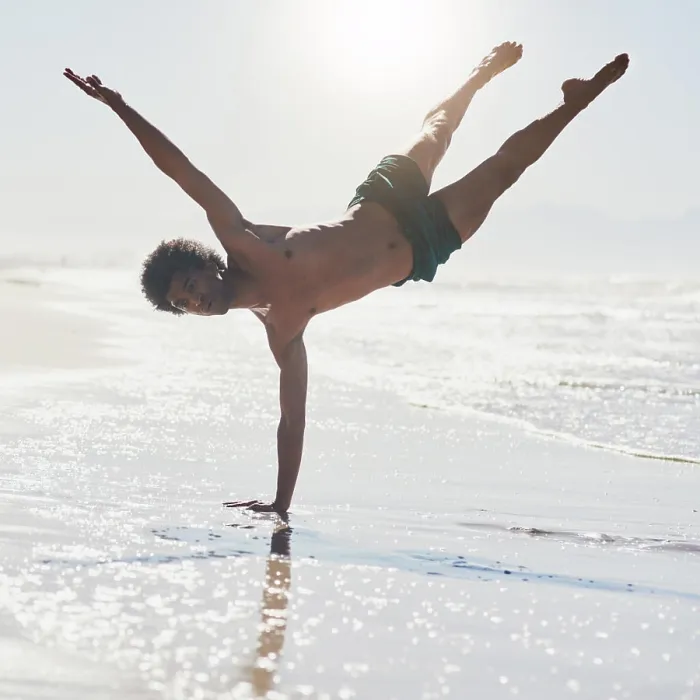 Framed Print : Dance, contemporary and man at beach with performance for choreography Framed Print : Dance, contemporary and man at beach with performance for choreography