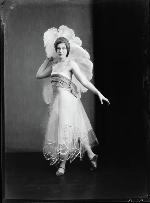Framed Print : Dancer with fan, 1930s, Wellington, by Cuba Photographic Studio Framed Print : Dancer with fan, 1930s, Wellington, by Cuba Photographic Studio