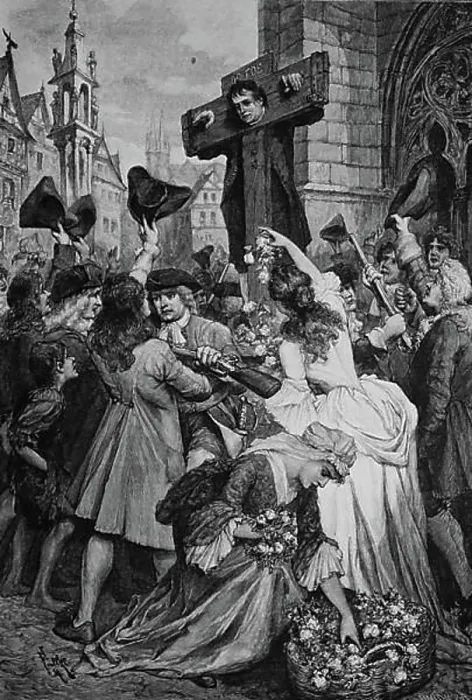 Framed Print : Daniel Defoe in the pillory, an English writer, 1660 - 1731, wood engraving, about 1880