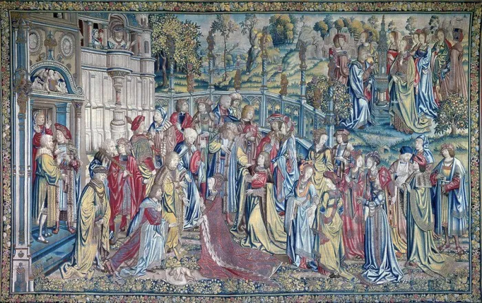 Framed Print : David and Bathsheba (Bathsheba Asked to the Court), tapestry, France, Ecouen, Musee Nationale de la Renaissance