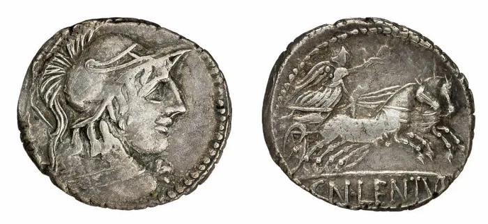 Framed Print : ﻿denarius. Cornelius Lentulus Clodianus, Cn. (fl. 88 a.C.; 72 a.C.), monetary officer, Republika Rzymska, issuer