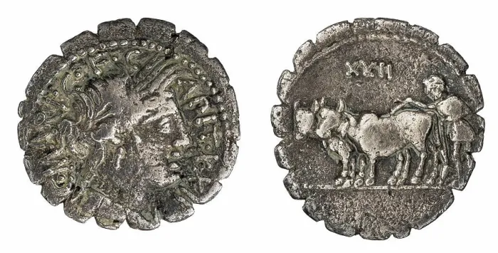 Framed Print : ﻿denarius (serratus). Marius Capito, C. (fl. 81 a.C.), monetary officer, Republika Rzymska, issuer