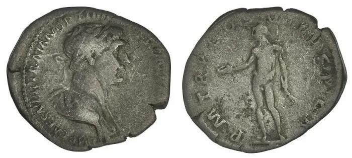 Framed Print : ﻿denarius. Trajan (cesarz rzymski ; 98-117), emperor