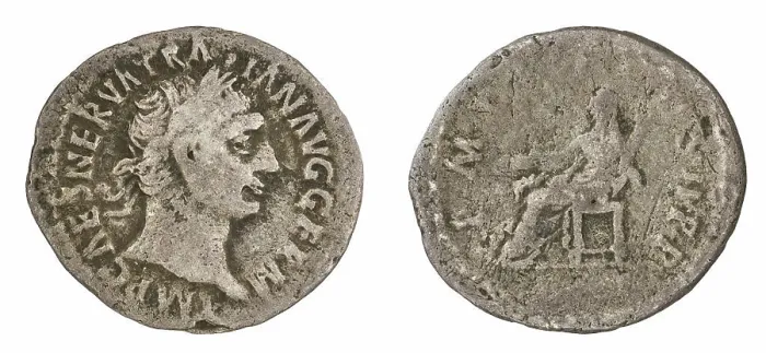Framed Print : denarius. Trajan (cesarz rzymski ; 98-117), issuer Framed Print : denarius. Trajan (cesarz rzymski ; 98-117), issuer