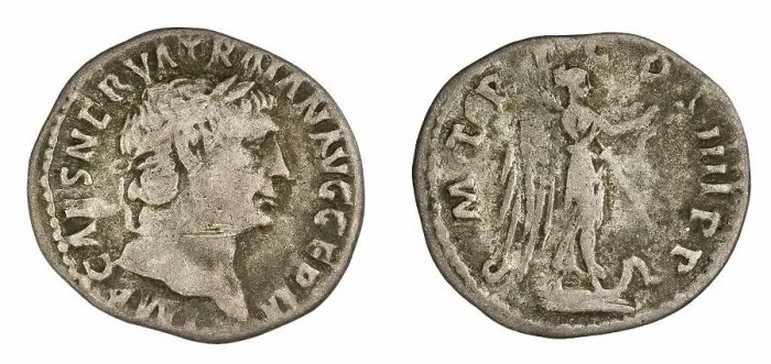 Framed Print : denarius. Trajan (cesarz rzymski ; 98-117), issuer Framed Print : denarius. Trajan (cesarz rzymski ; 98-117), issuer