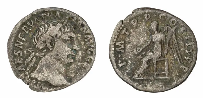 Framed Print : denarius. Trajan (cesarz rzymski ; 98-117), issuer Framed Print : denarius. Trajan (cesarz rzymski ; 98-117), issuer