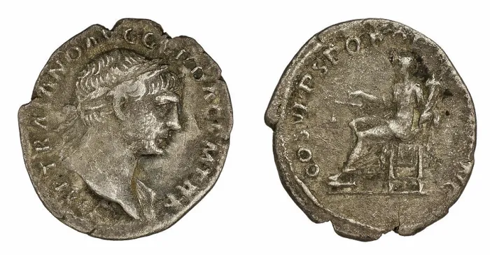 Framed Print : denarius. Trajan (cesarz rzymski ; 98-117), issuer Framed Print : denarius. Trajan (cesarz rzymski ; 98-117), issuer
