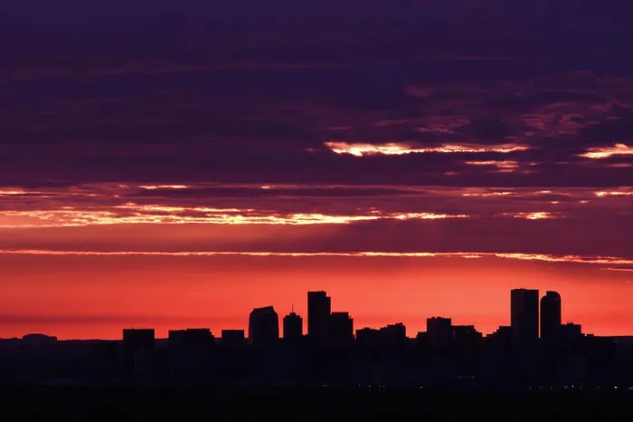 Framed Print : Denver, CO skyline at sunrise Framed Print : Denver, CO skyline at sunrise