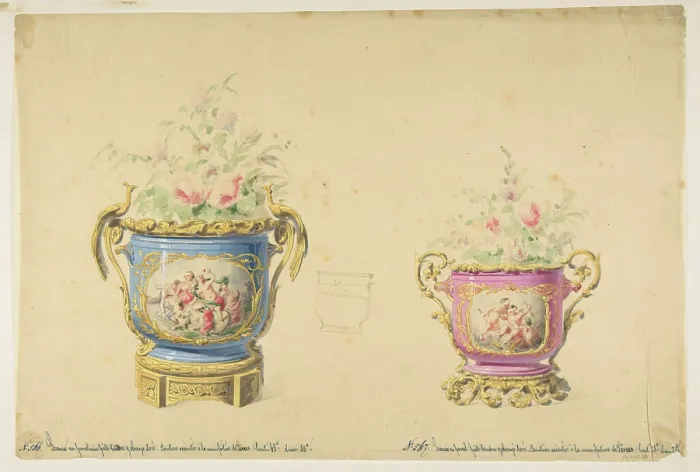Framed Print : Design for Two Sèvres Porcelain Flower Pots 19th century Anonymous Framed Print : Design for Two Sèvres Porcelain Flower Pots 19th century Anonymous