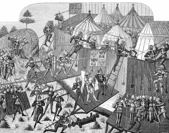 Framed Print : This detailed illustration depicts a battle in 1443