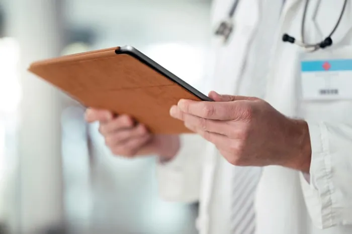 Framed Print : Doctor, hands and tablet for healthcare or medical information Framed Print : Doctor, hands and tablet for healthcare or medical information