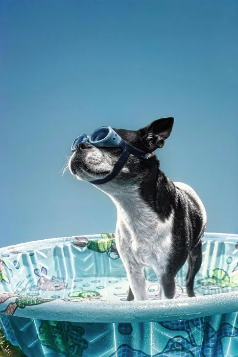 Framed Print : Dog In Pool