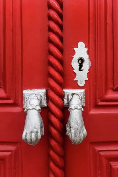 Framed Print : Door knockers in the form of hands, Algarve, Portugal Framed Print : Door knockers in the form of hands, Algarve, Portugal