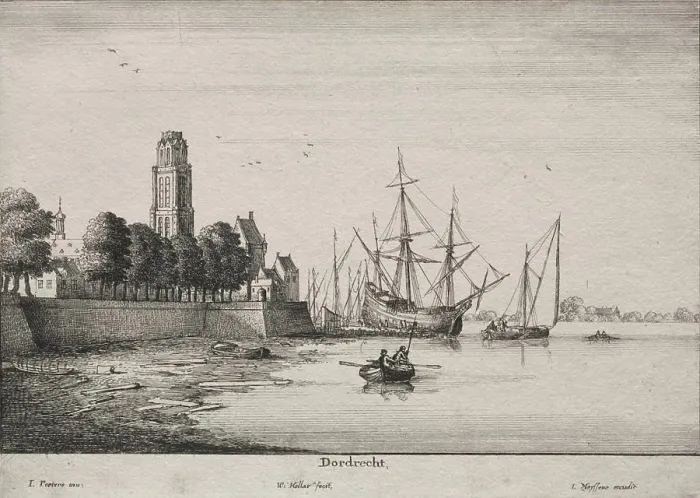 Framed Print : Dordrecht. Wenceslaus Hollar (Bohemian, 1607-1677). Etching;