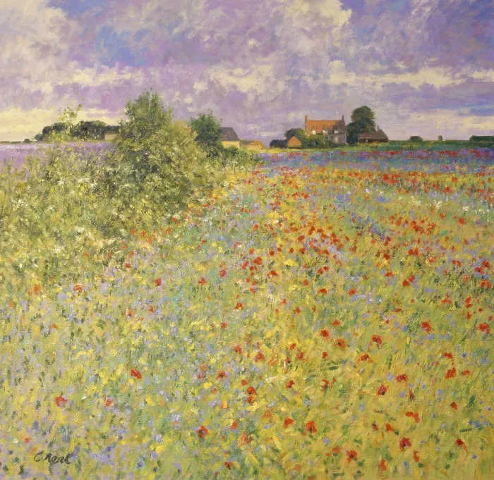 Framed Print : Downs Farm, Batsford, Gloucestershire 1994 Charles Neal (b.1951 / British) Oil on canvas Framed Print : Downs Farm, Batsford, Gloucestershire 1994 Charles Neal (b.1951 / British) Oil on canvas