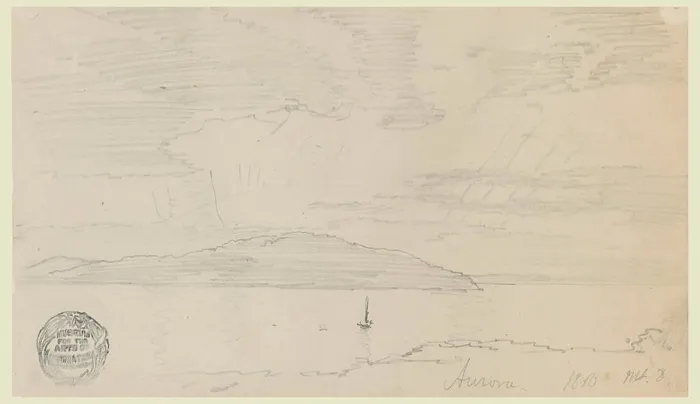 Framed Print : Drawing, Aurora, Mount Desert Island; Frederic Edwin Church (American)