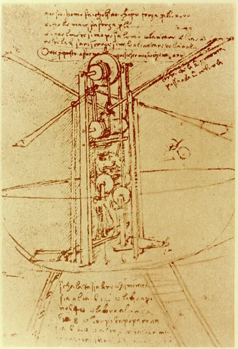 Framed Print : DRAWING OF A FLYING MACHINE WITH A MAN OPERATING IT PEN & INK Leonardo da Vinci 1452 d1519 Florentine Institut de