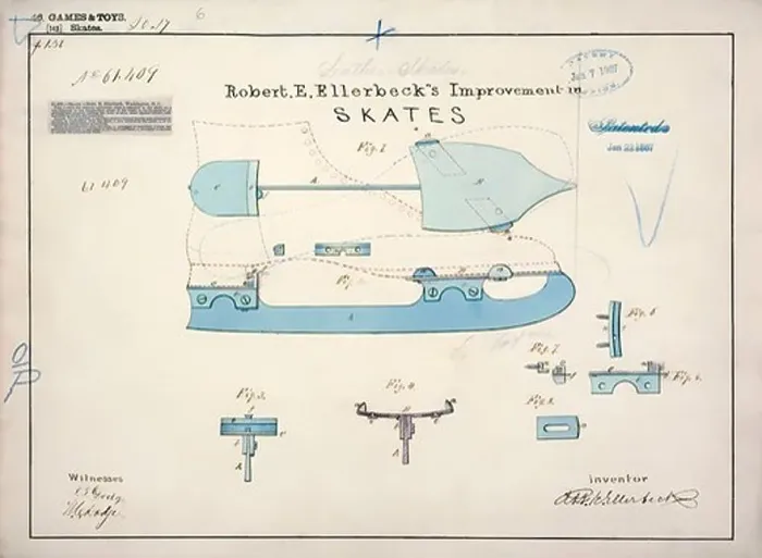 Framed Print : Drawing of Improvement in Skates Framed Print : Drawing of Improvement in Skates