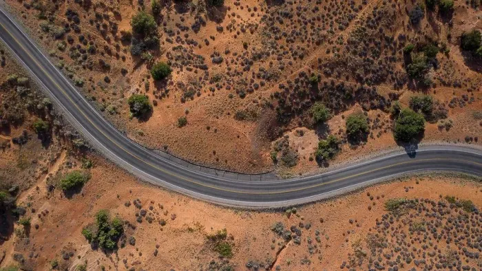 Framed Print : Drone aerial view of road in Utah Framed Print : Drone aerial view of road in Utah