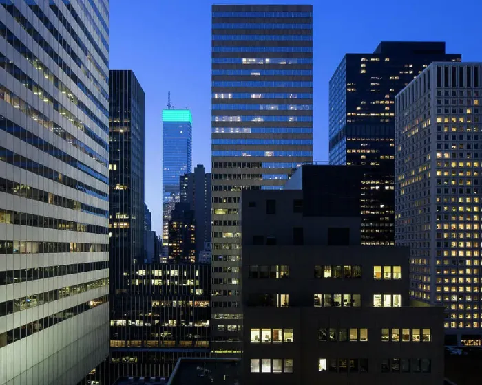 Framed Print : Dusk view of New York skyline. New York Cityscapes 2017, New York City, United States. Architect: various, 2017 Framed Print : Dusk view of New York skyline. New York Cityscapes 2017, New York City, United States. Architect: various, 2017