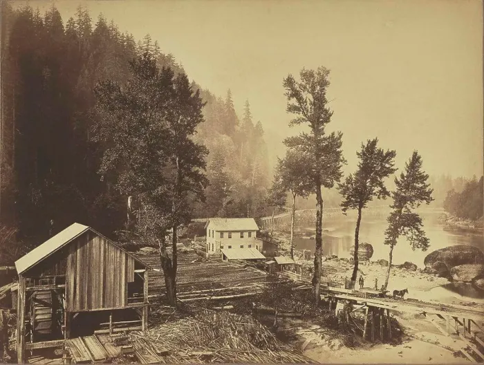 Framed Print : Eagle Creek, Columbia River; Carleton Watkins Framed Print : Eagle Creek, Columbia River; Carleton Watkins