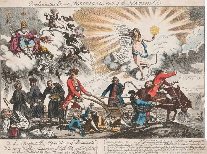 Framed Print : Ecclesiastical, and, Political, State of the Nation, unknown artist, 1780, Sheet: 9 3 / 4 x 12 7 / 8in. (24.8 x 32.7cm)