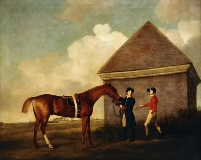 Framed Print : Eclipse, a Dark Chestnut Racehorse held by a Groom Framed Print : Eclipse, a Dark Chestnut Racehorse held by a Groom