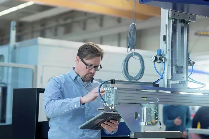 Framed Print : Engineer working in industrial plant Framed Print : Engineer working in industrial plant