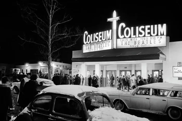 Framed Print : English rock and roll band The Beatles performing at Washington Coliseum