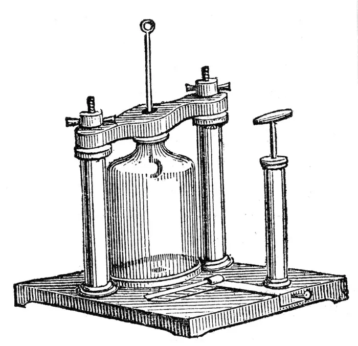 Framed Print : Engraving depicting an air condenser
