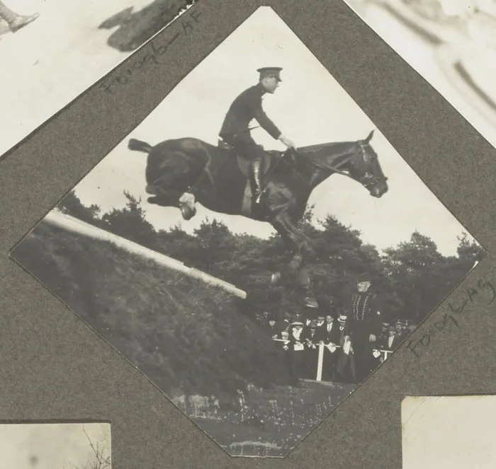 Framed Print : Equestrian scene on Royal wood fortress Het Loo: Rider takes obstacle Framed Print : Equestrian scene on Royal wood fortress Het Loo: Rider takes obstacle