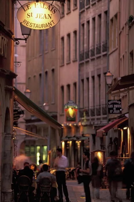 Framed Print : EU, France, Rhone Valley, Vallee du Rhone, Lyon. Vieux (old) Lyon, Rue St. Jean