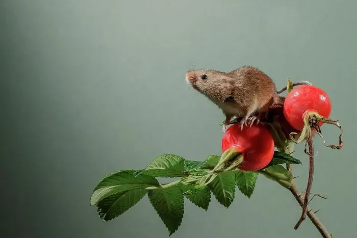 Framed Print : Eurasian harvest mouse (Micromys minutus) on Japanese rosehips Framed Print : Eurasian harvest mouse (Micromys minutus) on Japanese rosehips