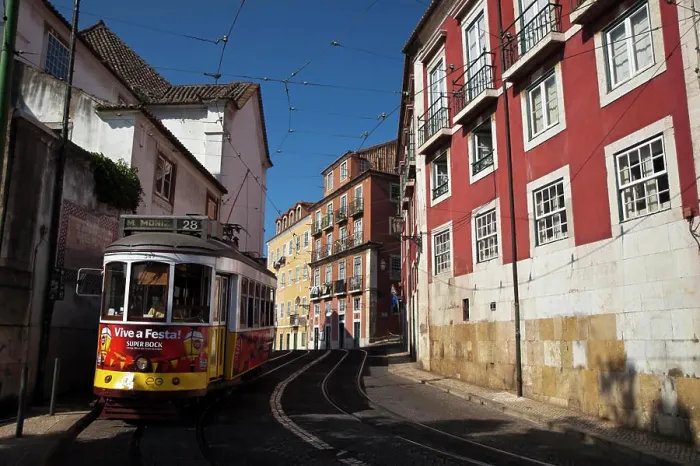 Framed Print : Europe, Portugal, Lisbon. Traditional yellow tram in Lisbon