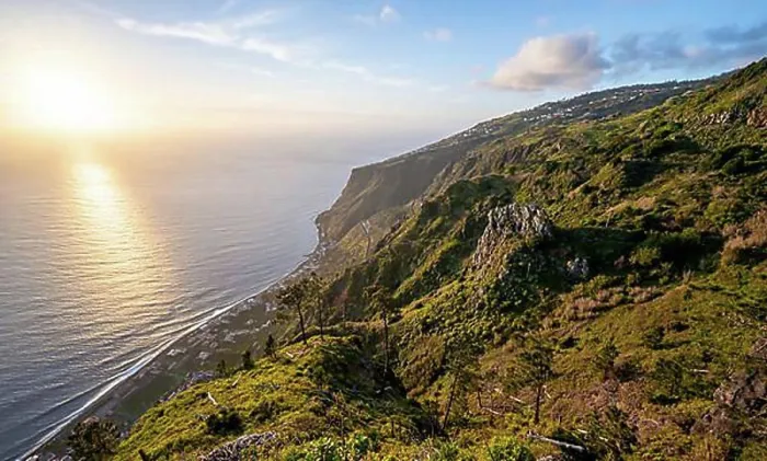 Framed Print : Evening mood, greetings landscape in front of sea and coast, viewpoint Miradouro da Raposeira, Madeira, Portugal, Europe
