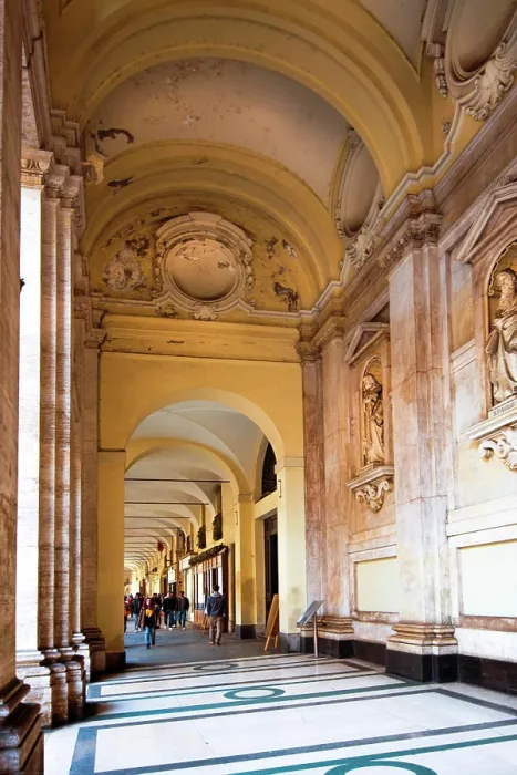 Framed Print : Exploring the stunning architecture of a historic gallery passage. (Arcade, Turin) Framed Print : Exploring the stunning architecture of a historic gallery passage. (Arcade, Turin)