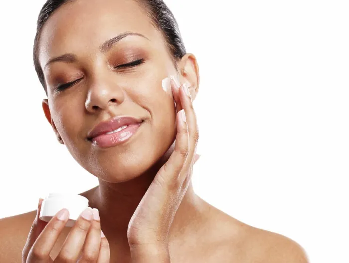 Framed Print : Face, skincare and woman with cream for beauty