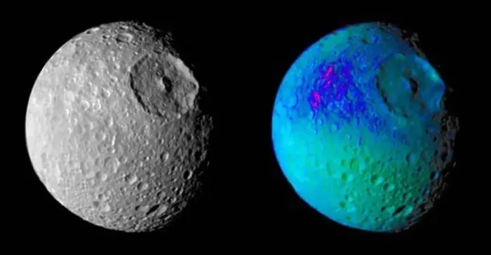 Framed Print : False Color Image of Mimas Framed Print : False Color Image of Mimas