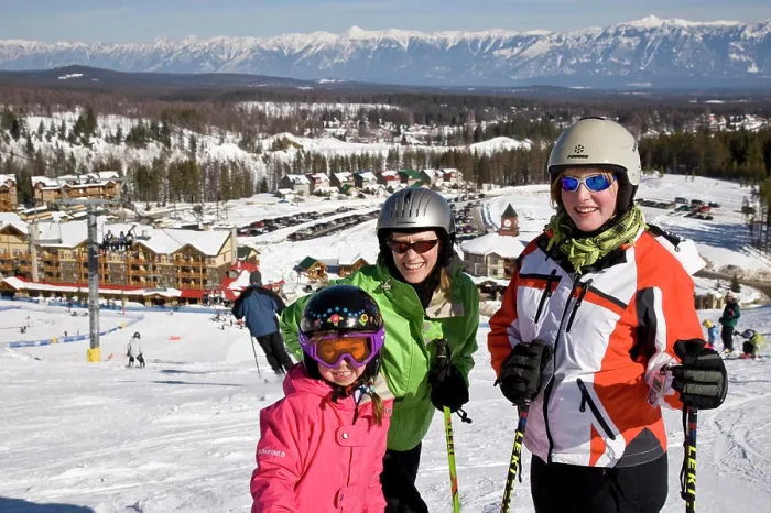 Framed Print : Family enjoys day of skiing at Kimberley Alpine Resort, British Columbia, Canada. model release ´s 08302, 08303, 08304