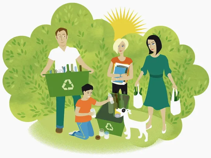 Framed Print : Family recycling