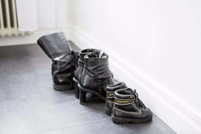Framed Print : Family shoes lined up together