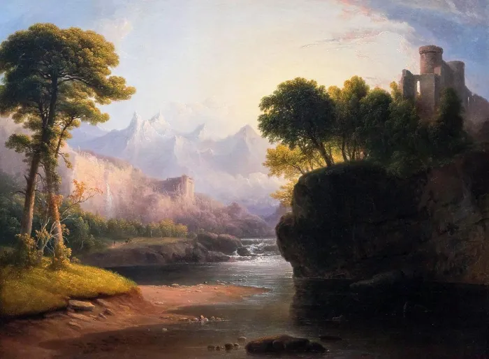 Framed Print : Fanciful Landscape Oil on canvas; 1834 Thomas Doughty; American; 1793 - 1856