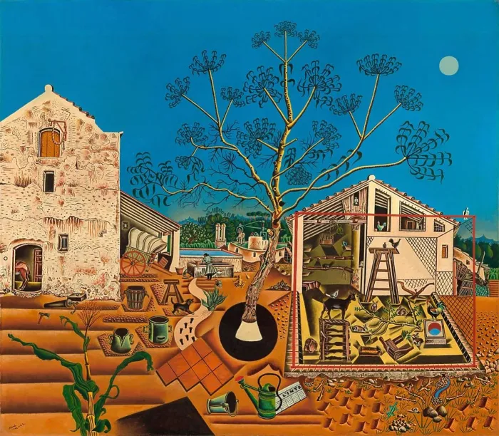 Framed Print : The Farm, Joan Miro, 1921-22 painting