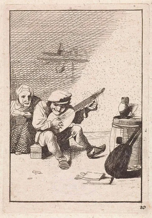 Framed Print : Farmer plays the lute, David Teniers II, Anonymous, 1626-1740 Framed Print : Farmer plays the lute, David Teniers II, Anonymous, 1626-1740