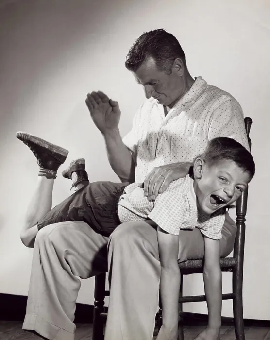 Framed Print : Father spanking his son Framed Print : Father spanking his son