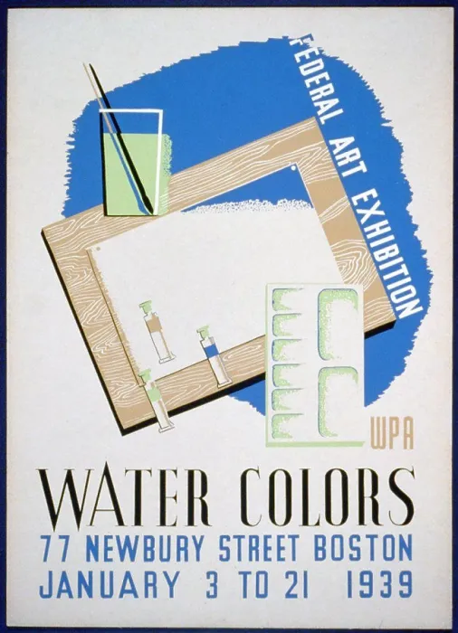 Framed Print : Federal Art exhibition WPA water colors. circa 1939 Framed Print : Federal Art exhibition WPA water colors. circa 1939